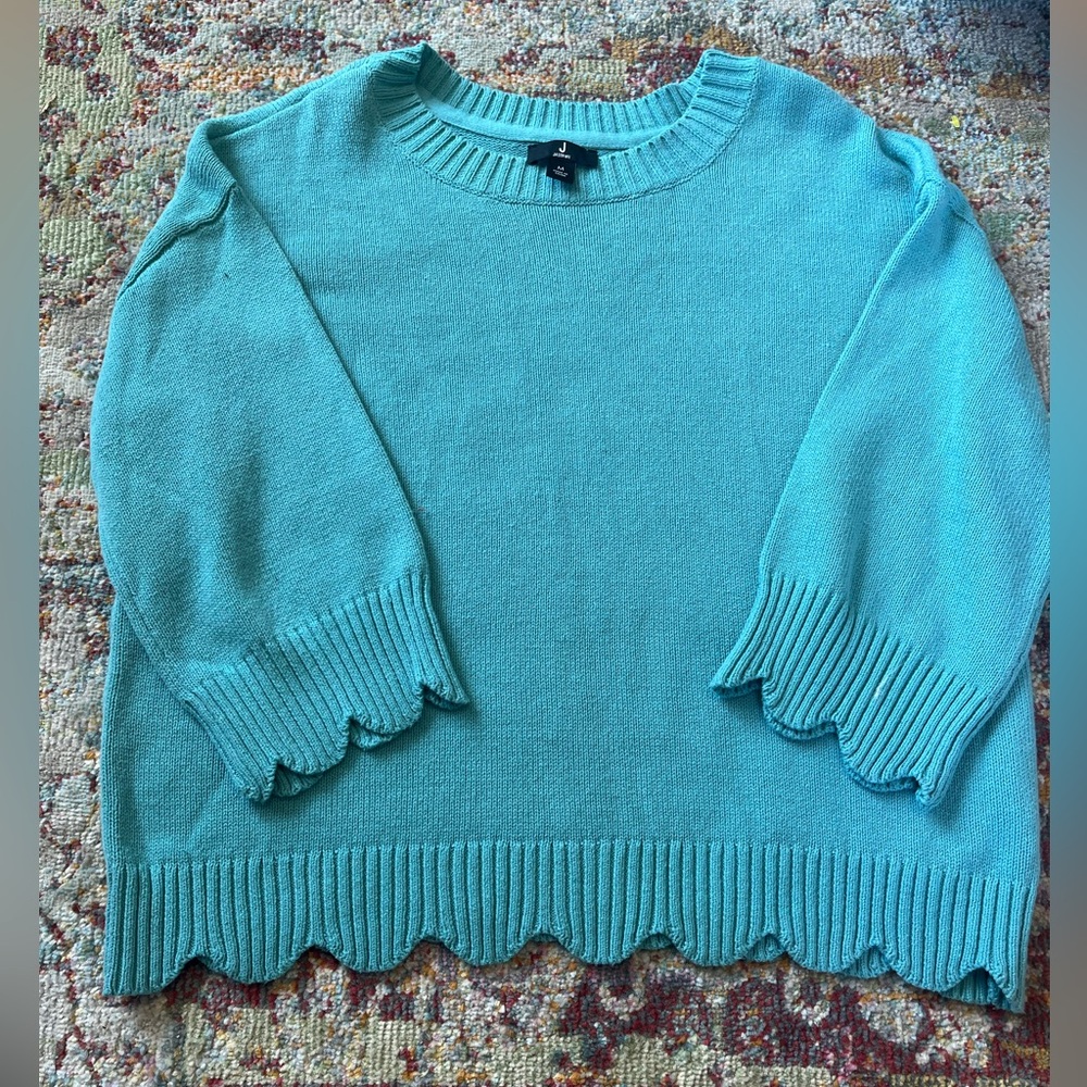 Jason wu scalloped 3/4 sleeve sweater